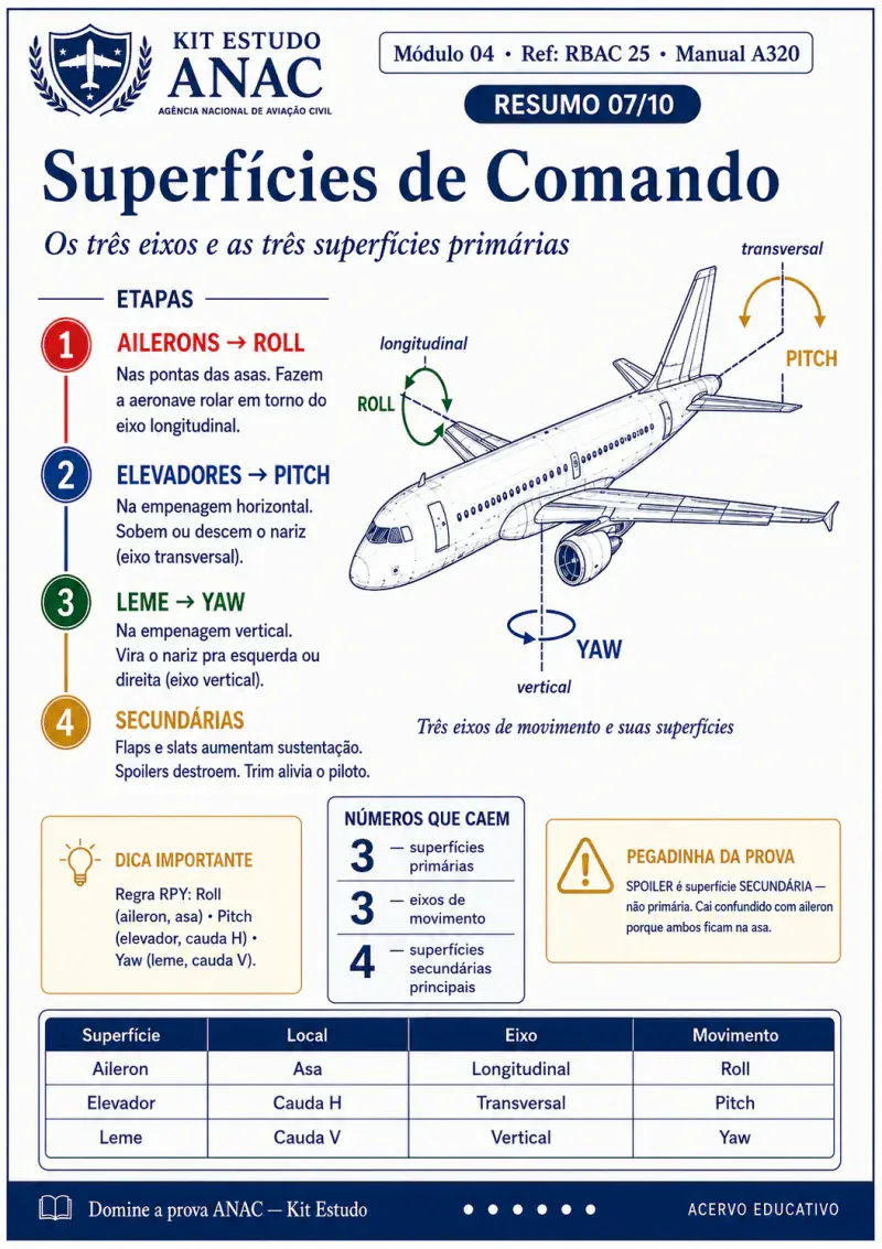 Resumo visual — Partes da aeronave